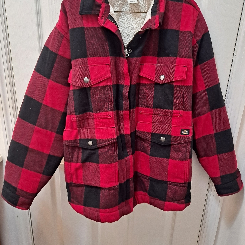 Dickies Women's Flannel High Pile Fleece Lined Chore Coat
